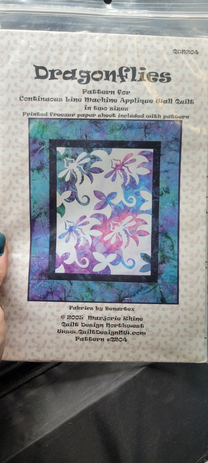 Marjorie Rhine DRAGONFLIES QDN204 WALL QUILT PATTERN