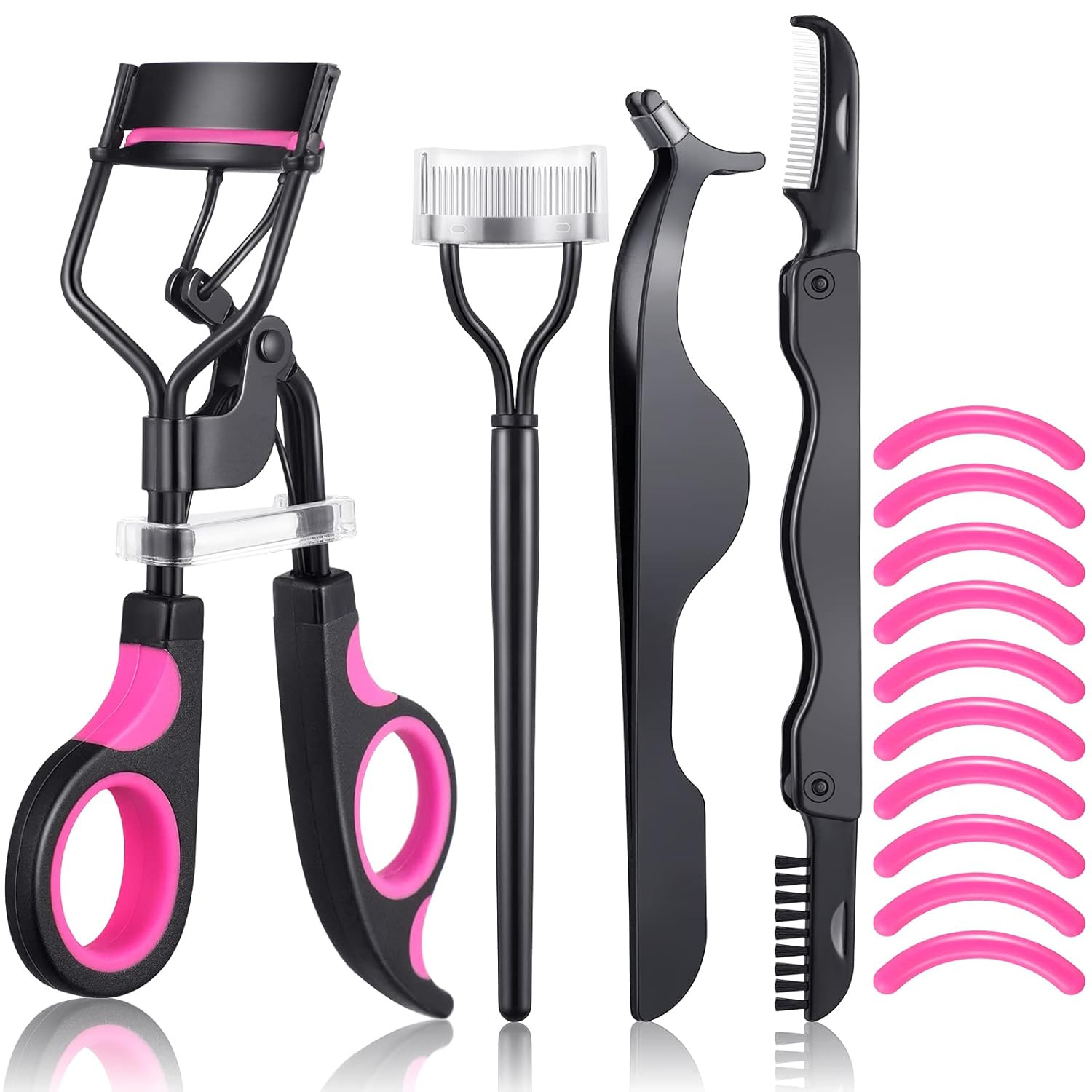 14 Pieces Eyelash Curler Kit Eyelash Comb Eyebrow Brush Tweezers False Eyelashes