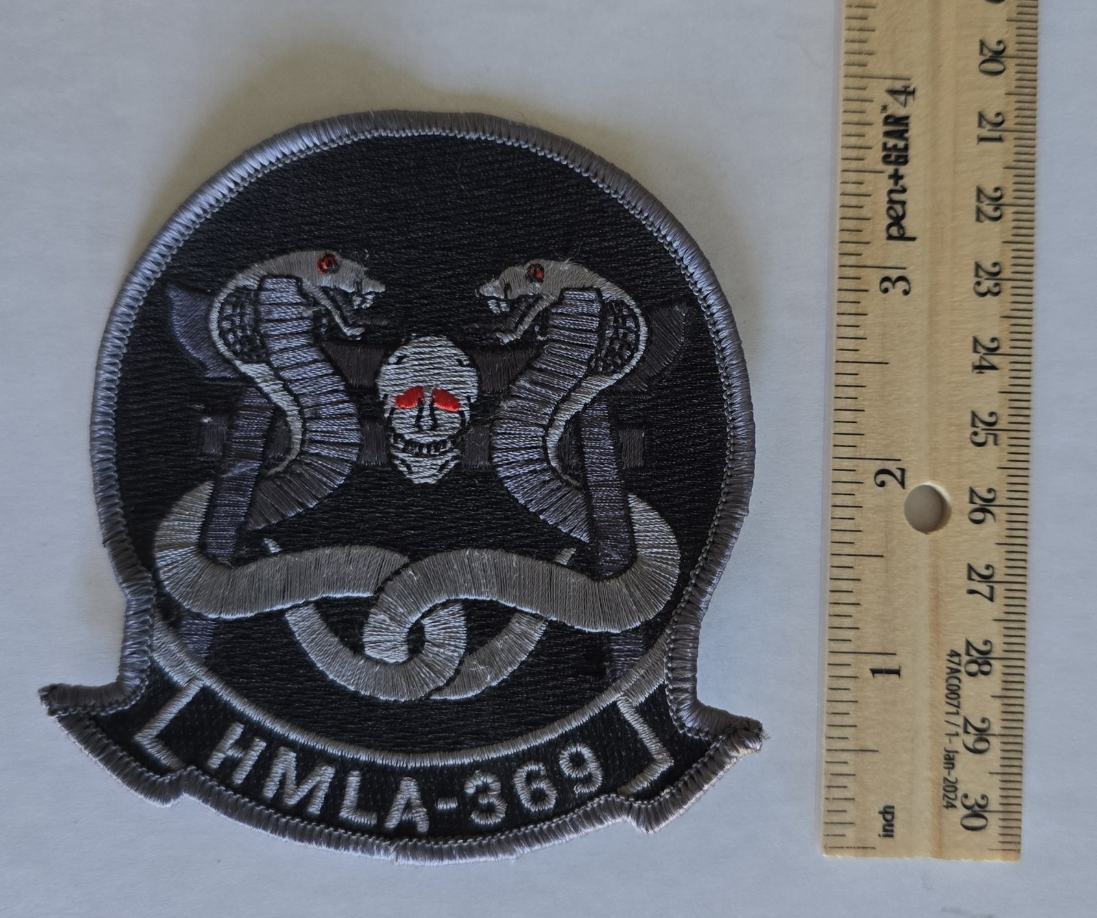 HMLA-369 USMC Marine Helicopter Squadron Patch Cobra Skull Subdued