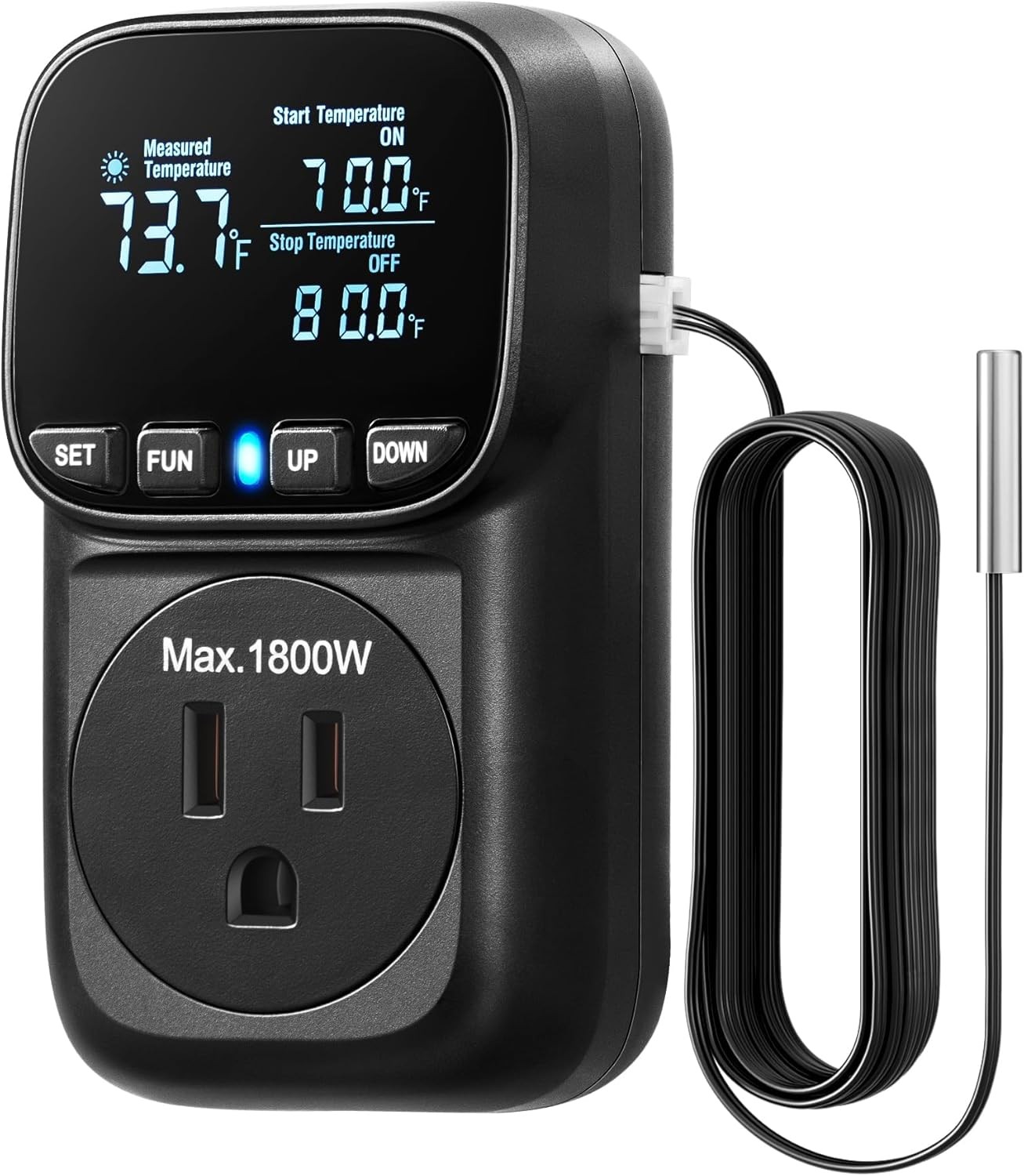DEWENWILS Digital Temperature Controller, Heavy Duty 15A/1800W Black