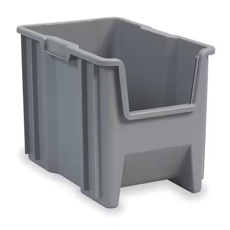 Akro-Mils 13014Grey Stacking Bin, 17-1/2 In L X 10-7/8 In W X 12-1/2 In H,