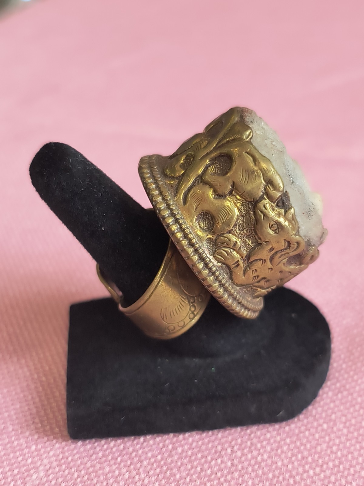 Unique LABRADORITE GEMSTONE TIBETAN DESIGN Adjustable RING