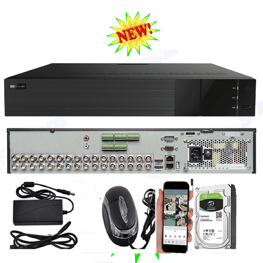 32 Ch Full HD Alarm in /out Audio in /out H.265 Video DVR SYSTEM Free 4TB HD