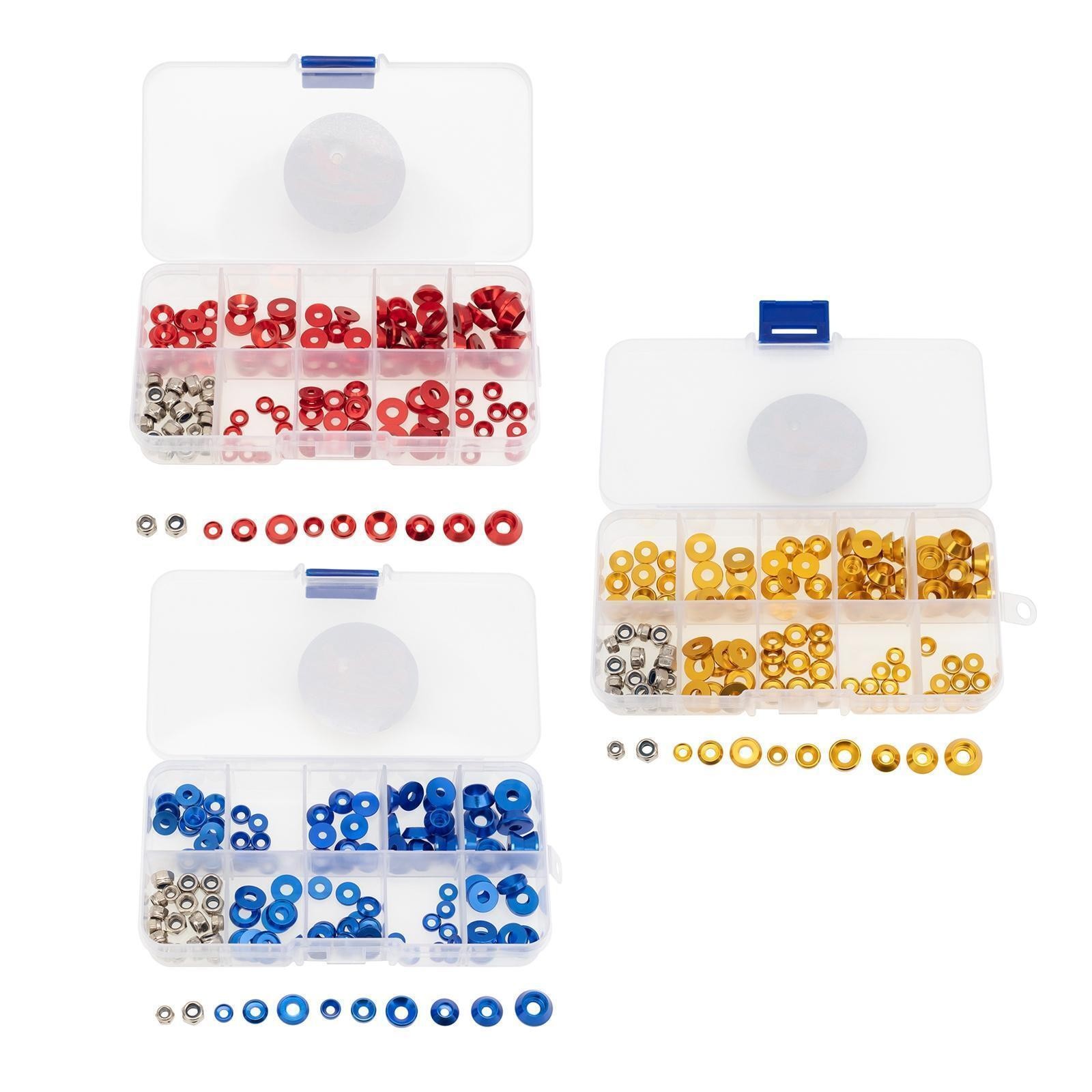 Colorful Aluminum Alloy Countersunk Round Head M2.5 M3 M4 Screw Gasket Nut Kit