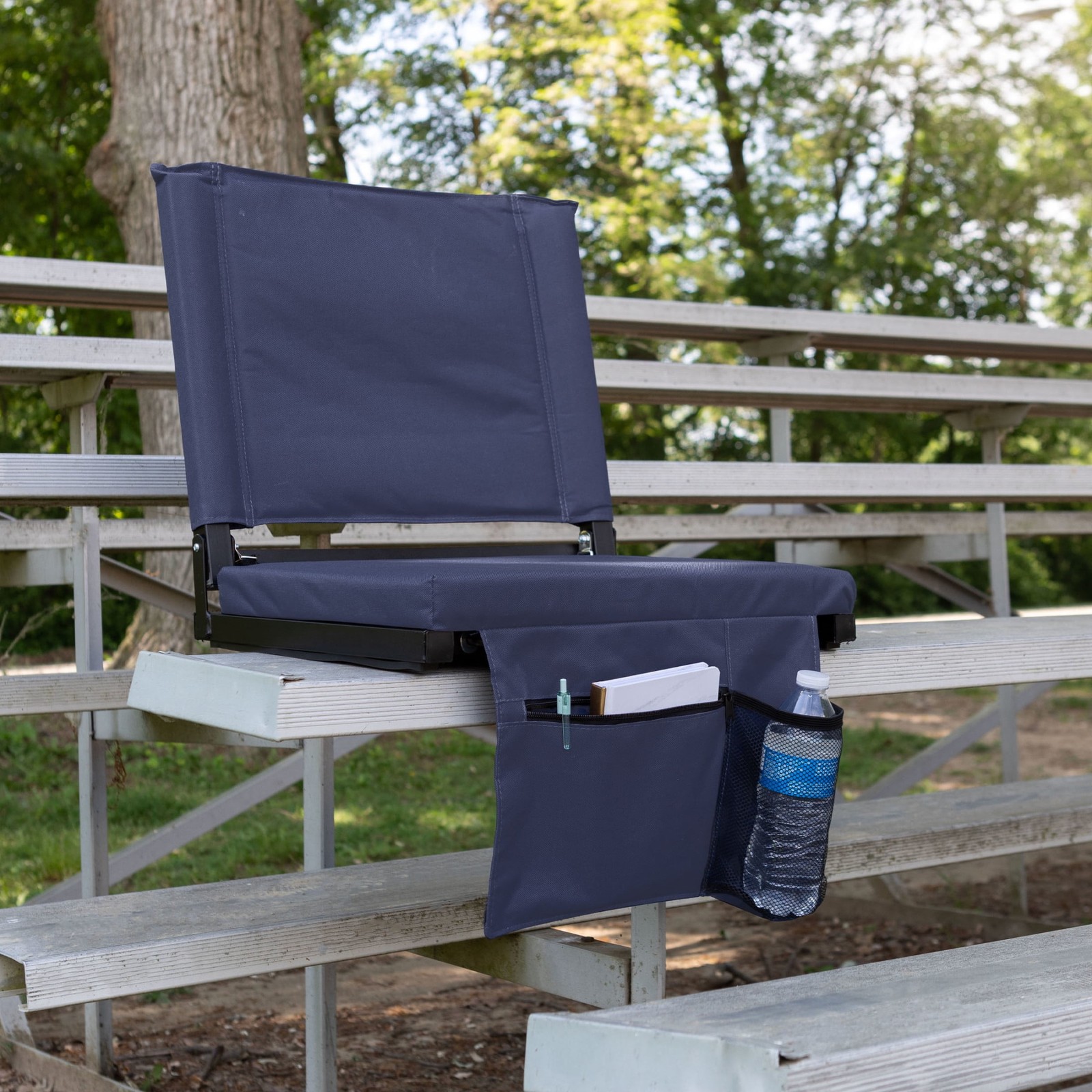 Bleacher Seat - Stadium Seat Cushion with Back Support, Navy
