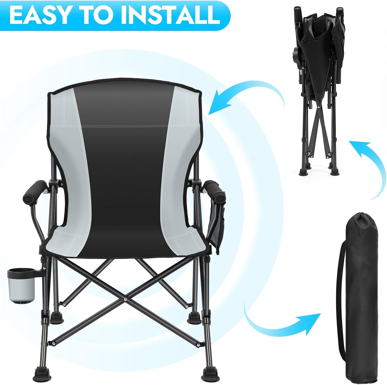 2 Pack Oversized Folding Camping Chair for Adults, Supports 450 LBS Camping Chai