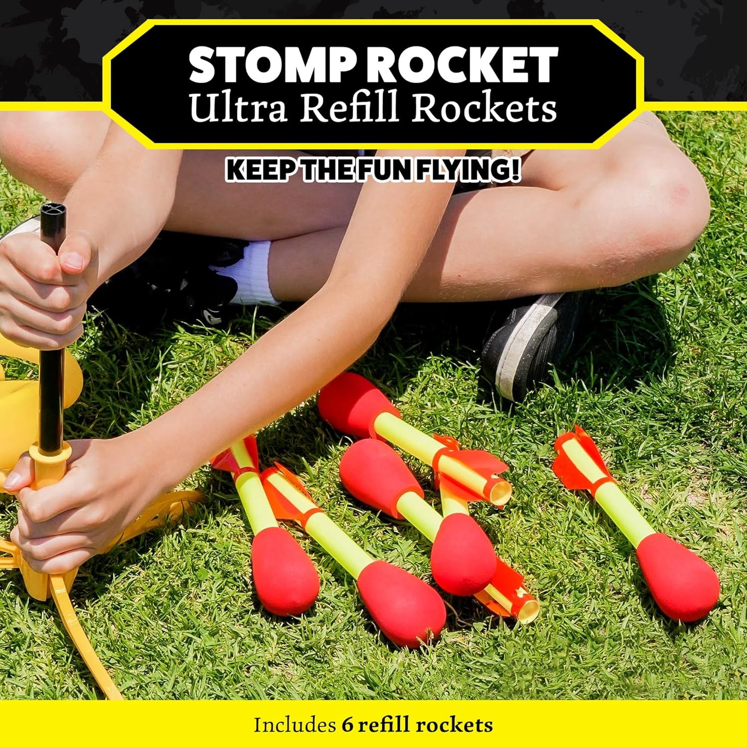 Stomp Rocket Ultra Rocket Refills, 6 Rockets - Replacement Foam-Tipped Rockets f