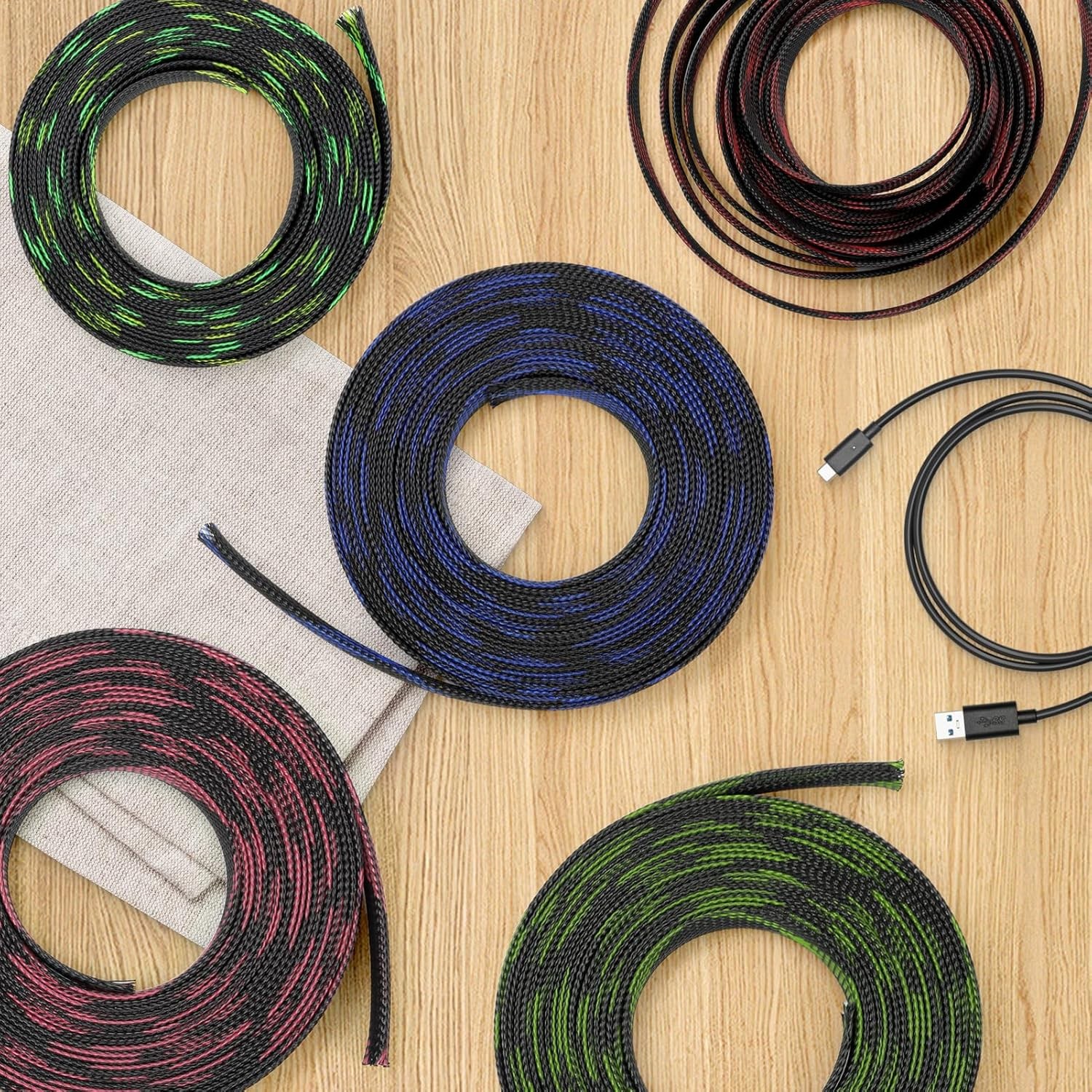 Braided Cable Sleeve, 33ft Expandable Wire Loom for Automotive Wiring Harness &