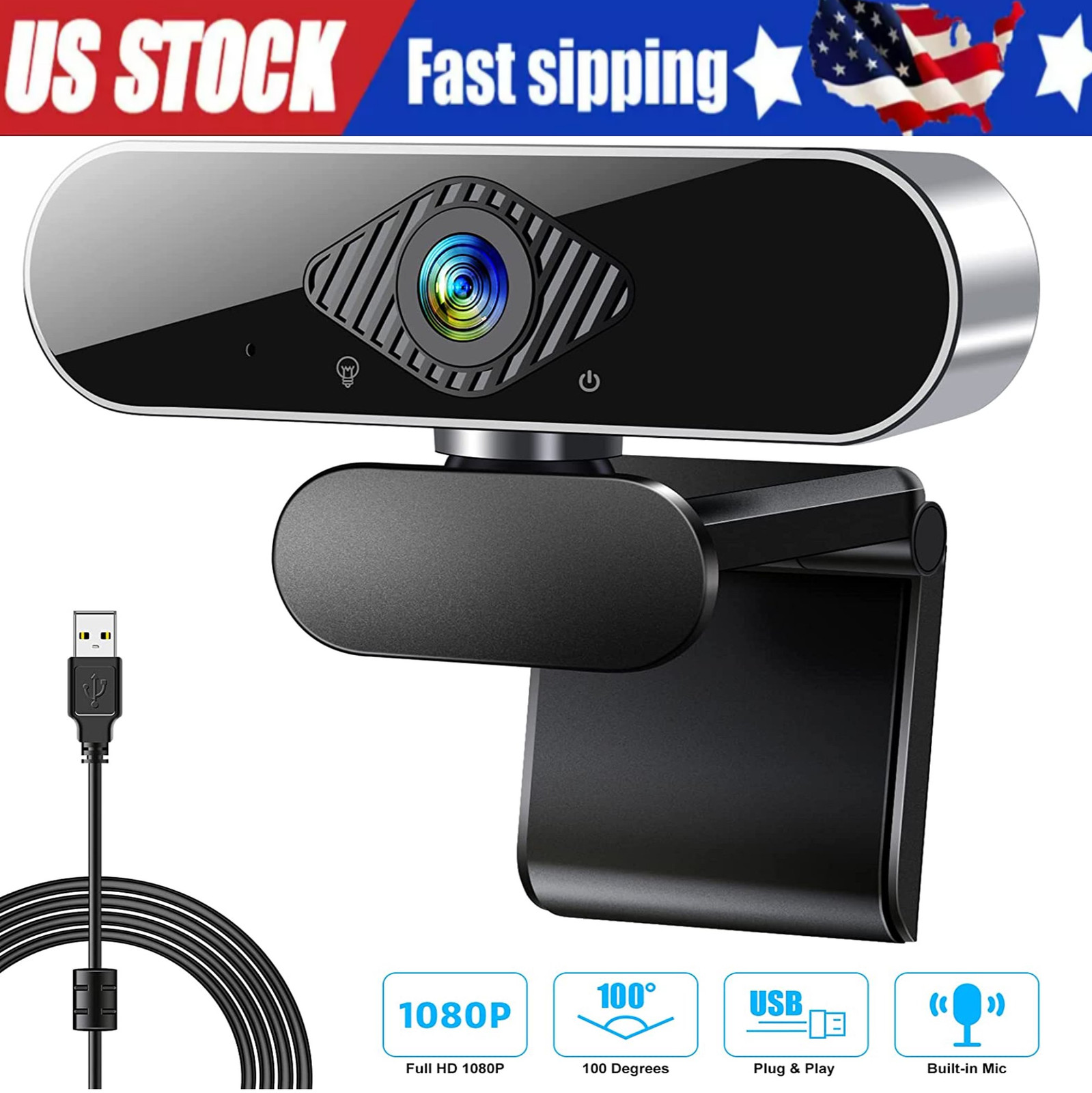 1080P Full HD USB Webcam for PC Desktop,Laptop Web Camera with Microphone LOT