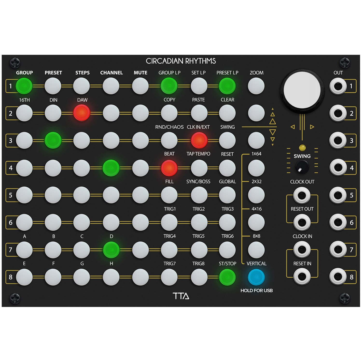 Tiptop Audio Circadian Rhythms Grid Sequencer Module - Black