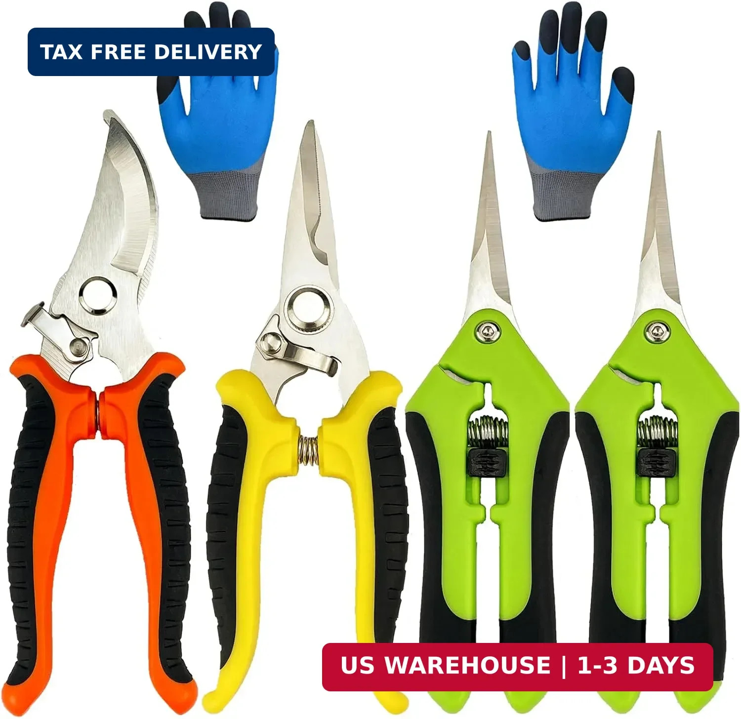 Pruning Shears, 5 Pack Garden Shears with Gardening Gloves, Clippers Handheld, S