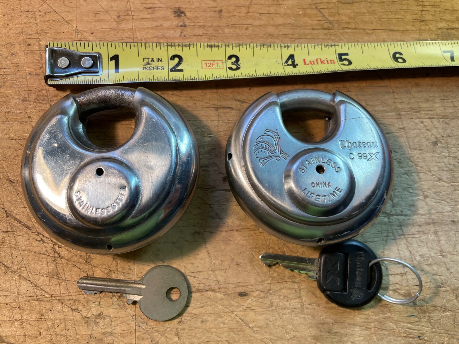 Two Chateau Round Padlocks with Keys Tested