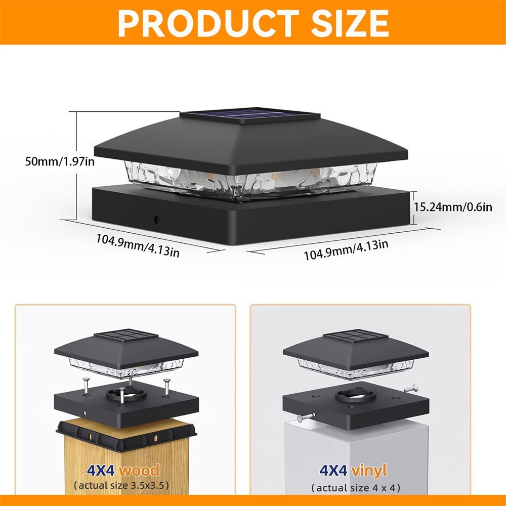 4/8/12Pack Solar Post Cap Light For 4x4 Outdoor Waterproof LED Deck Fence Light