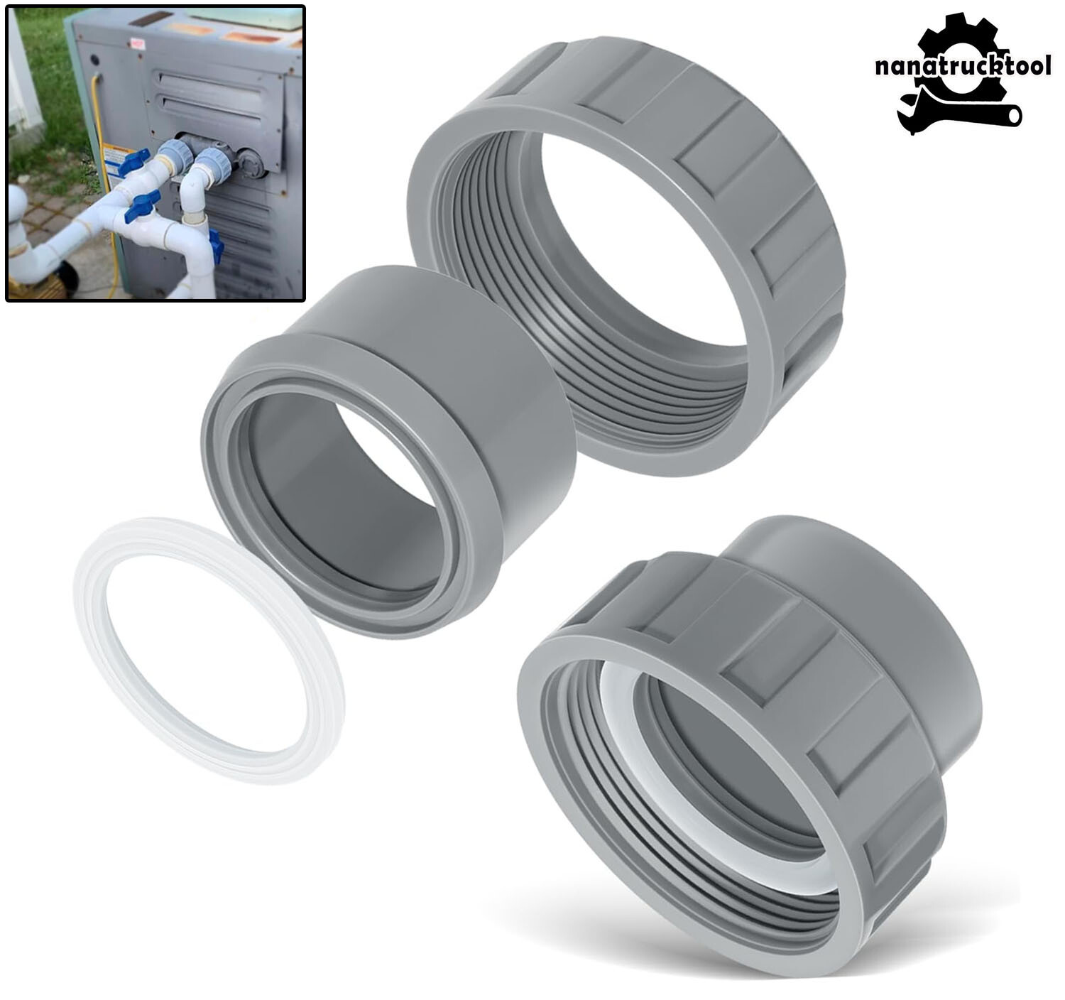 006723F 2" PVC Connector Kit For Raypak Pool Heaters R185A R265A R335A R405A