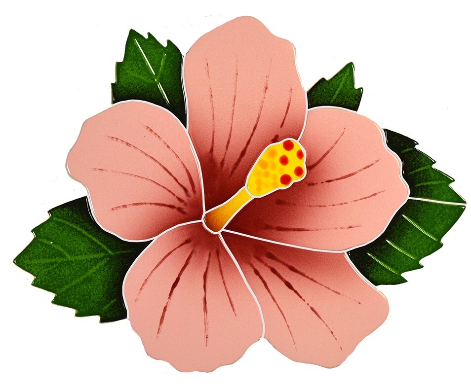 Artistry in Mosaic Pink Hibiscus Swimming Pool or Wall Bath 10"x9" Free Shipping