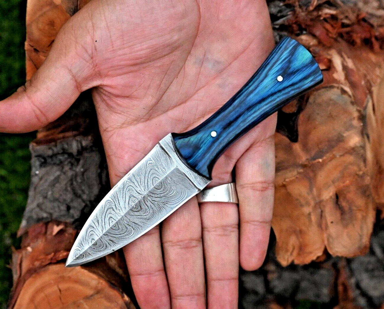Custom Made Damascus Throwing Boot Knife /Hand Forged Damascus Steel 1705