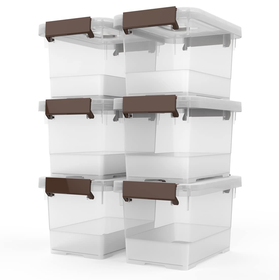 WYT Clear Storage Latch Box, 6 Pack Storage Organizer Bins with Latching Hand...