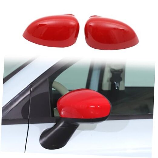 Car Door Rear View Mirror Cover Trim Compatible with Fiat 500 2011 Sports red
