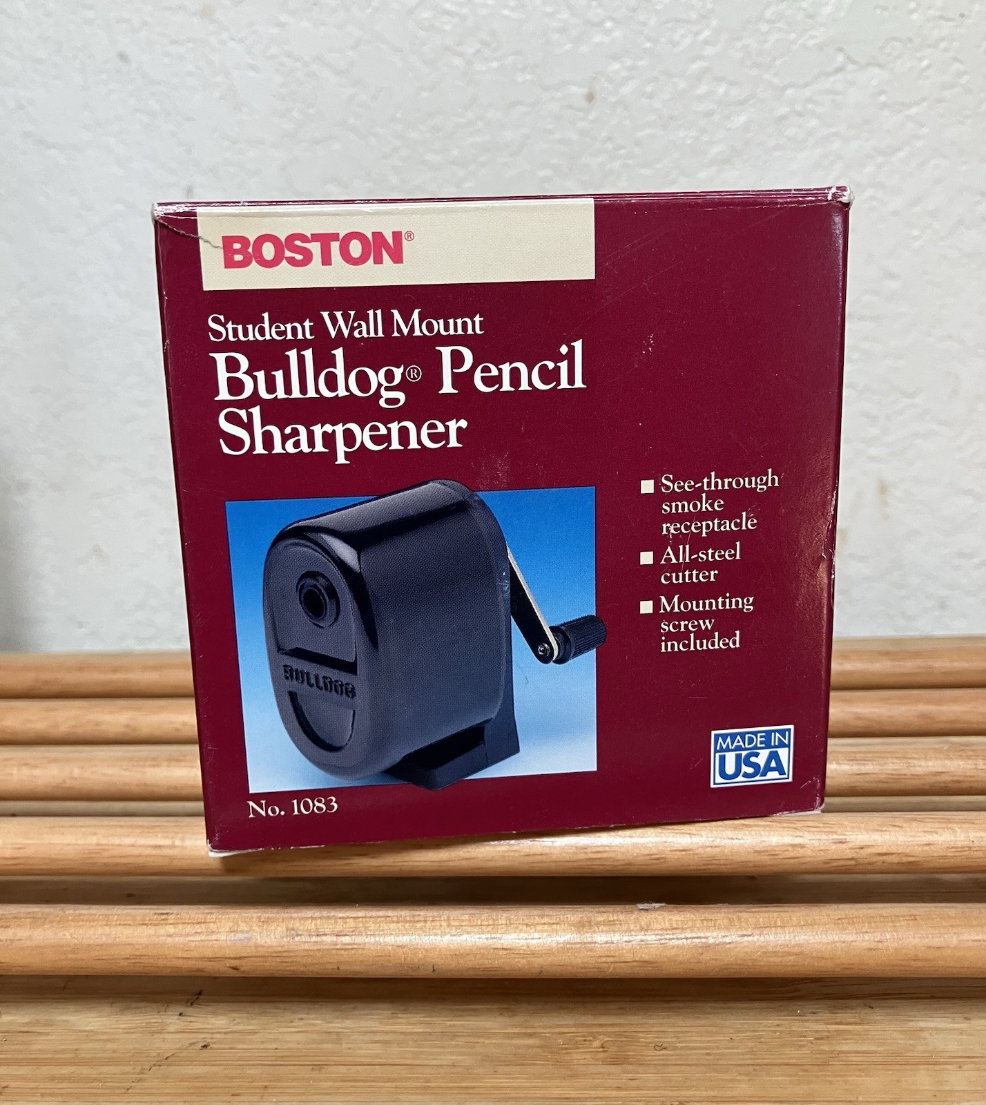 Vintage Boston BULLDOG School Wall or Desk Mount Black Pencil Sharpener USA
