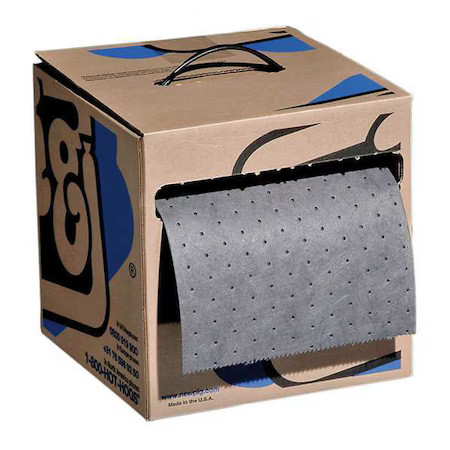 Pig Mat226 Sorbent Roll, 8 Gal, 10 In X 100 Ft, Universal, Gray, Polypropylene