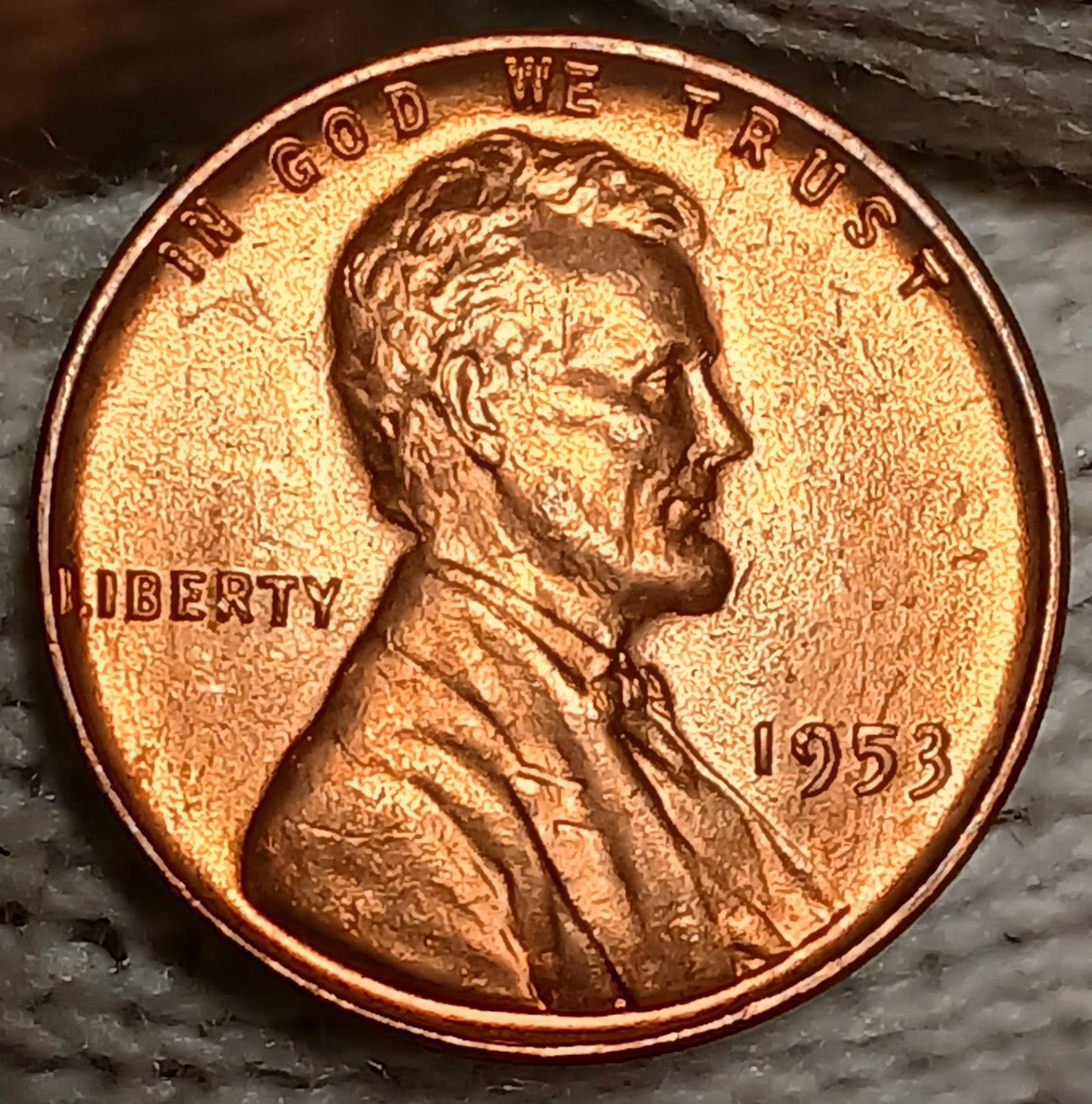 1953 Red Lincoln Wheat Cent Penny Brilliant Uncirculated Fresh From Bank Roll