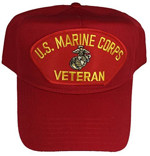 USMC MARINE CORPS VETERAN HAT CAP RED EAGLE GLOBE ANCHOR EGA SEMPER FIDELIS