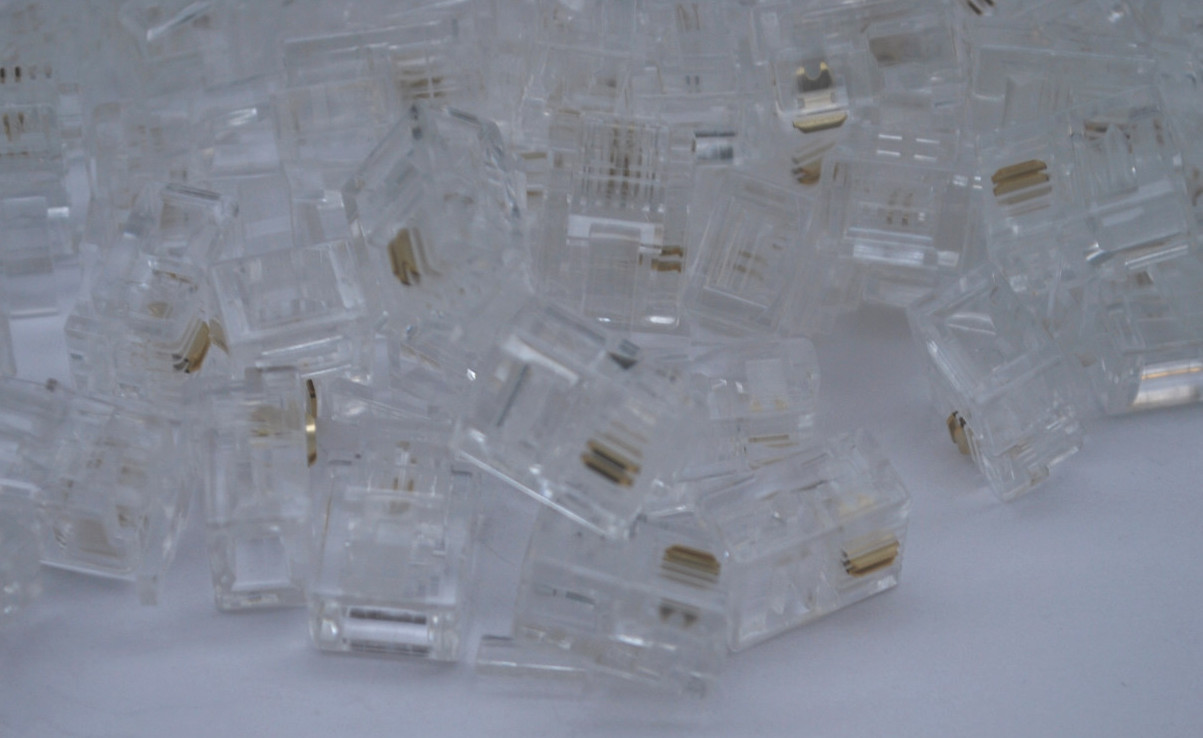 1000 Durable 2 Pin RJ11 RJ-11 6P2C Modular Plug Telephone Phone Connector CLEAR