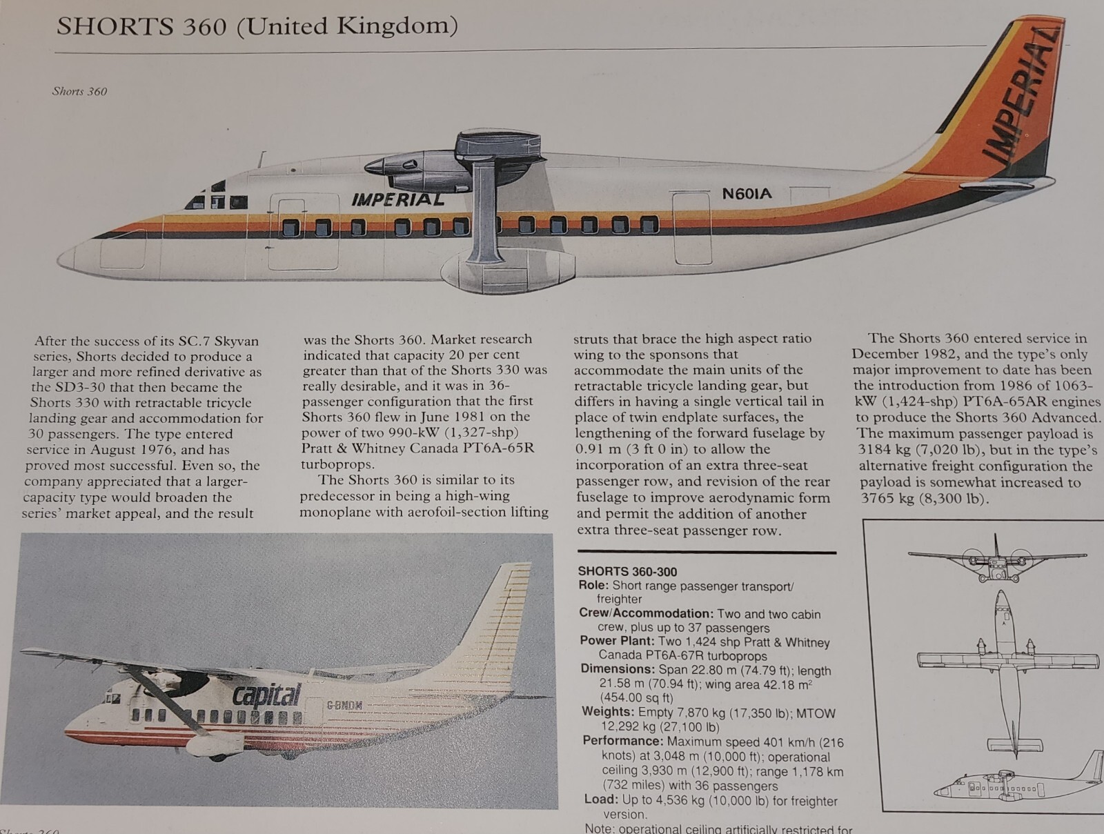 Shorts Aircraft Picture Out of Print Article Spec Sheet Wall Art Decor