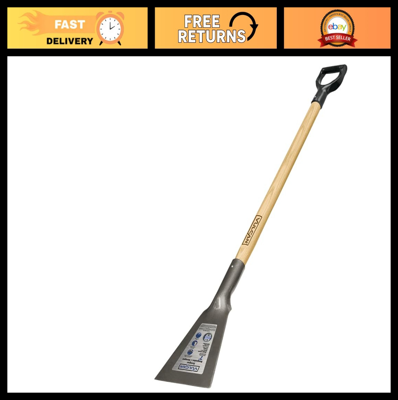 Heavy Duty 7" Forged Steel Scraper with Hardwood Handle - Ice & Snow Removal Too