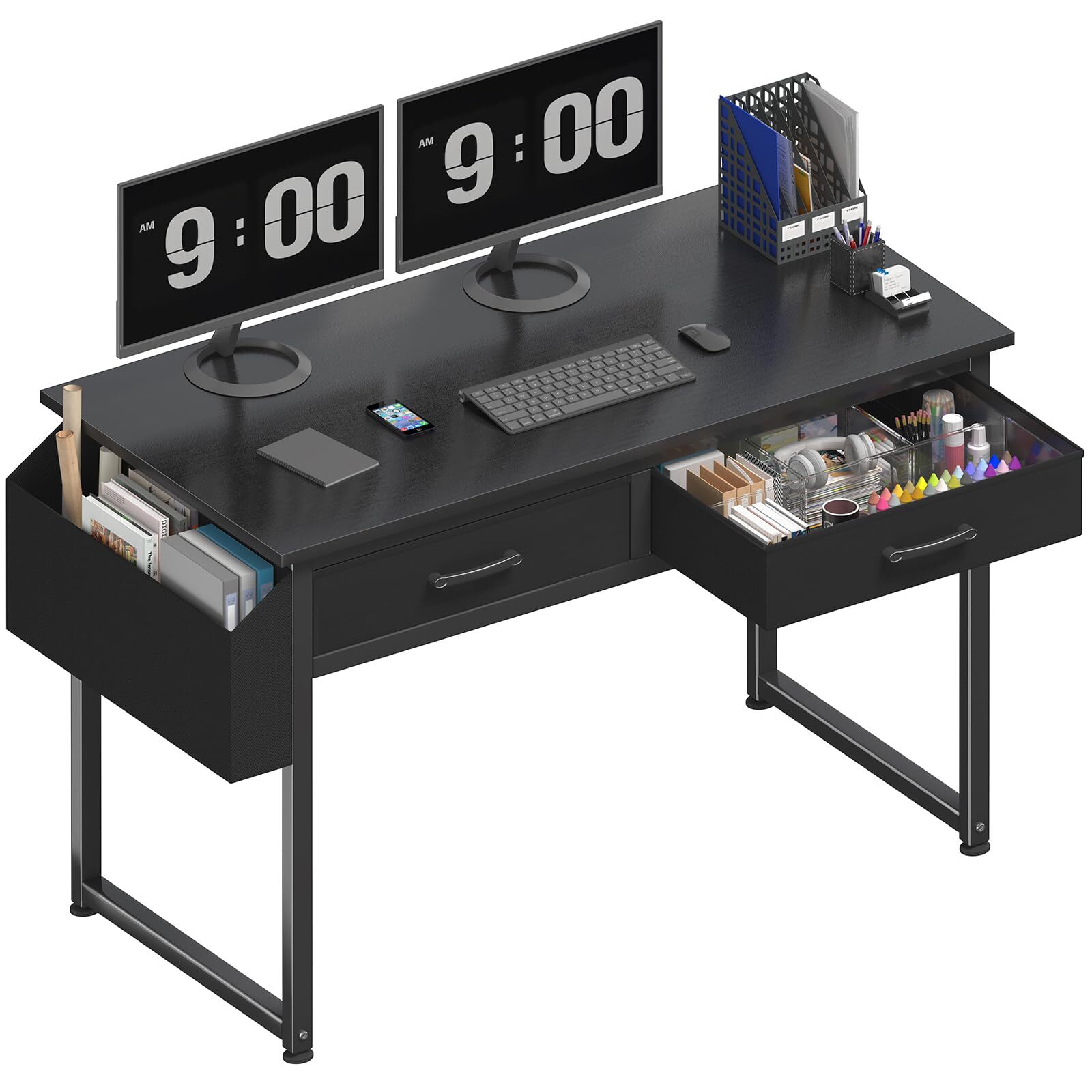 Computer Desk with Fabric Drawers for Home Office Bedroom 40 Inch Small Gamin...