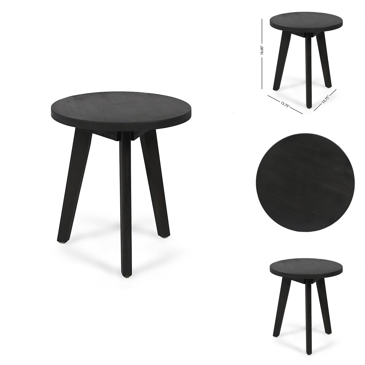Christopher Knight Home Gino Outdoor Acacia Wood Side Table Dark Gray Finish