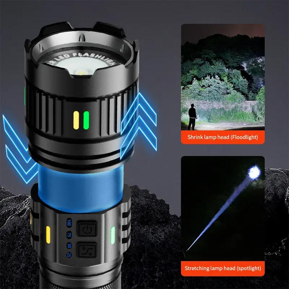 1500LM White Laser LED Flashlight Zoomable USB Rechargeable Torch Strong Light