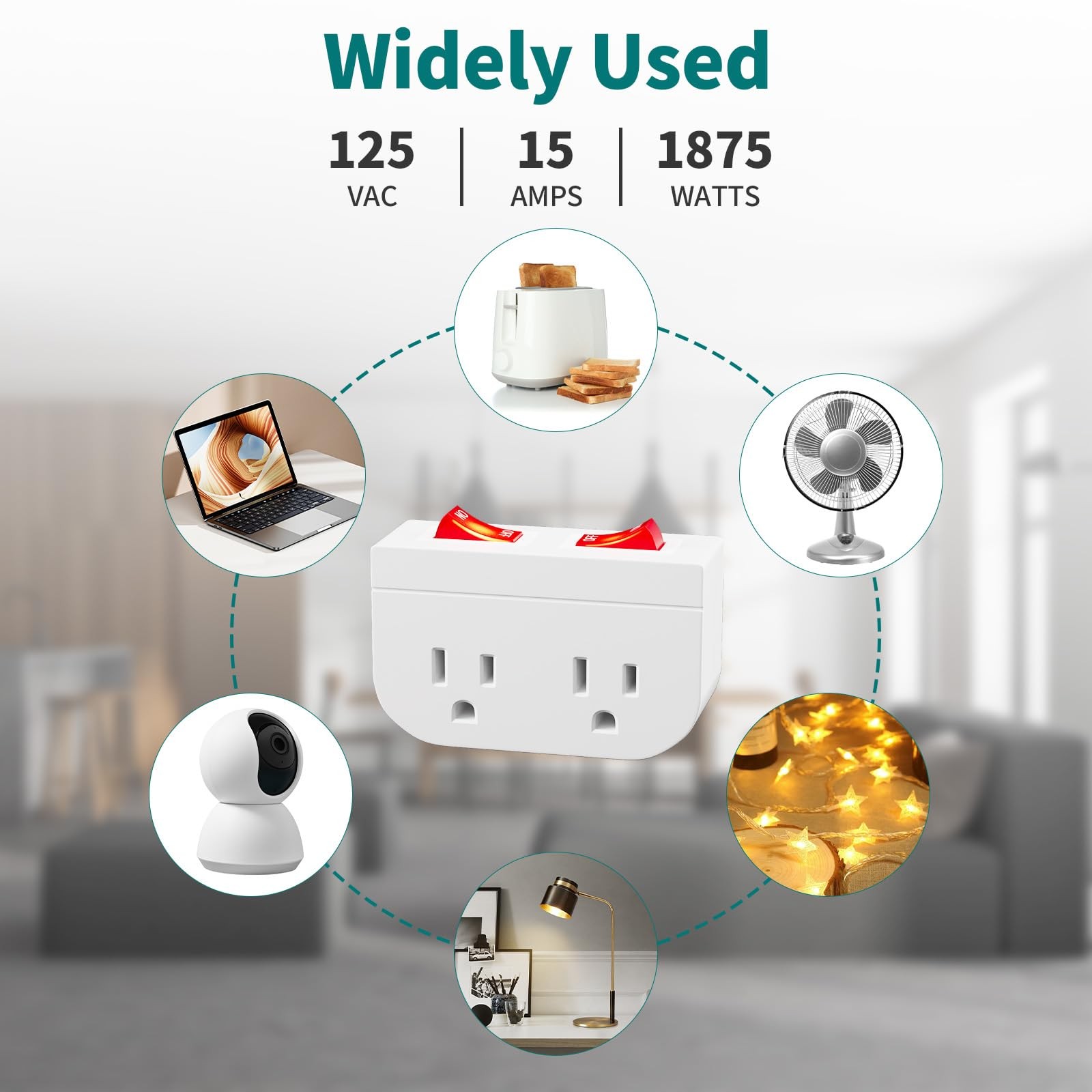 3Pack - Grounded Outlet with Double On Off Switch, Two Port Electrical Outlet...