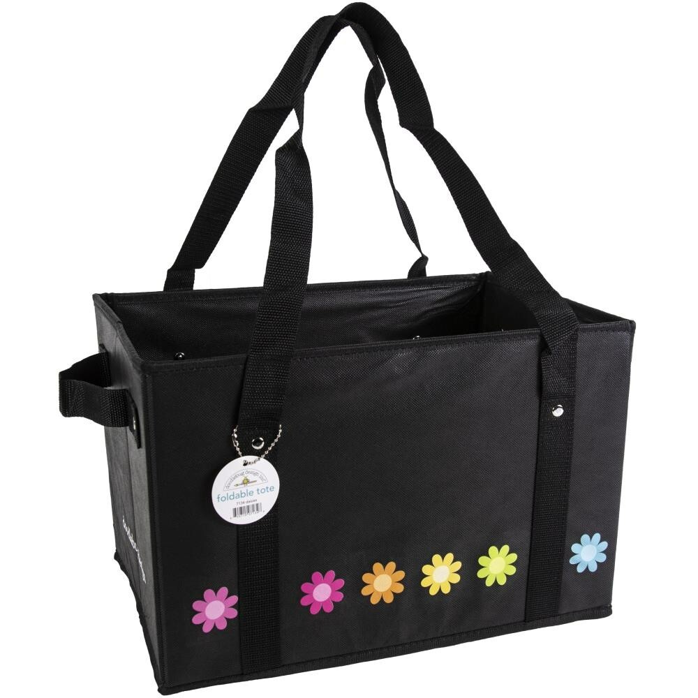 NEW Doodlebug Canvas Foldable Tote 15"X10"X10"-Daisies Perfect Storage for 12x12