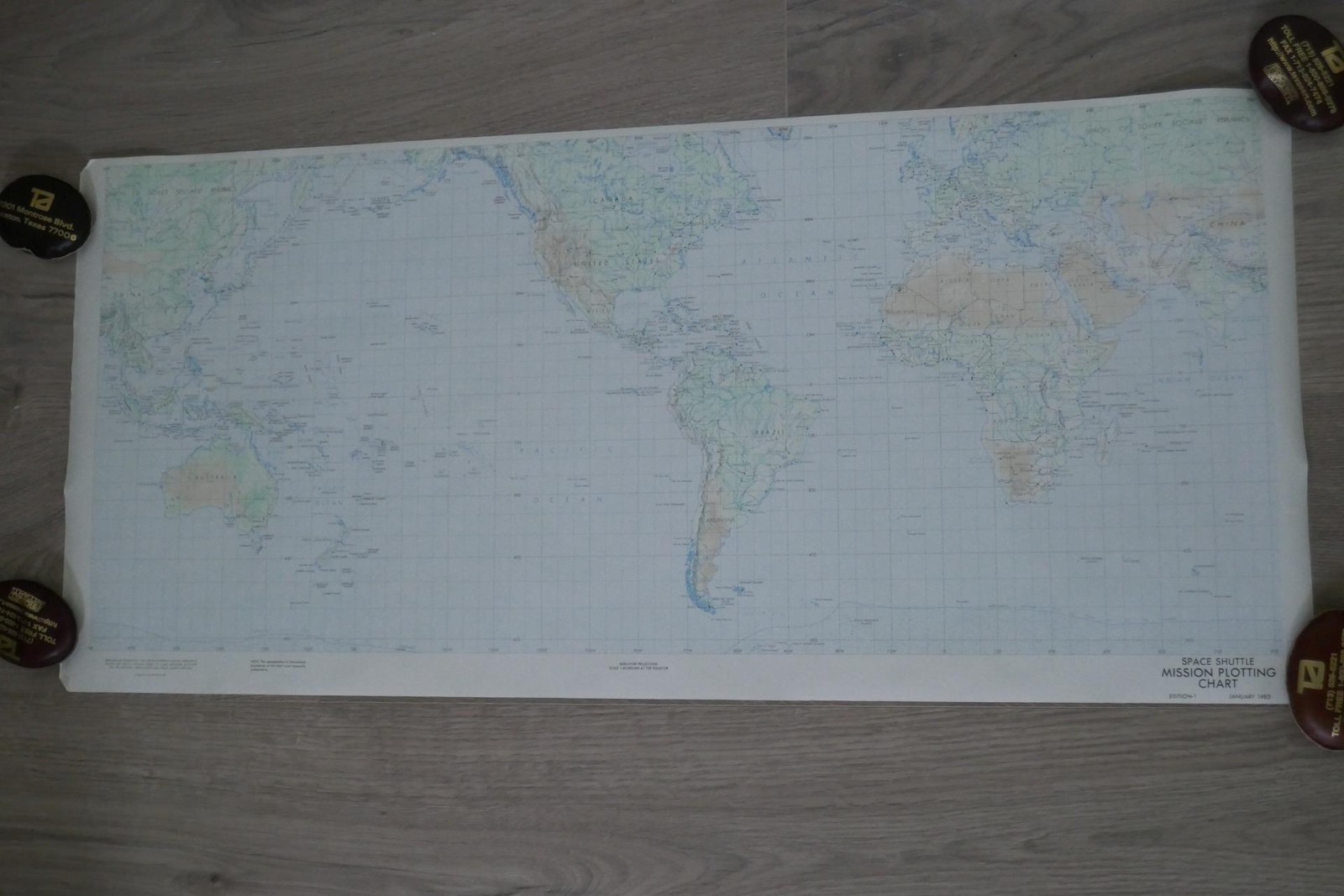 Original Space Shuttle Mission Plotting Chart Edition 1 1983