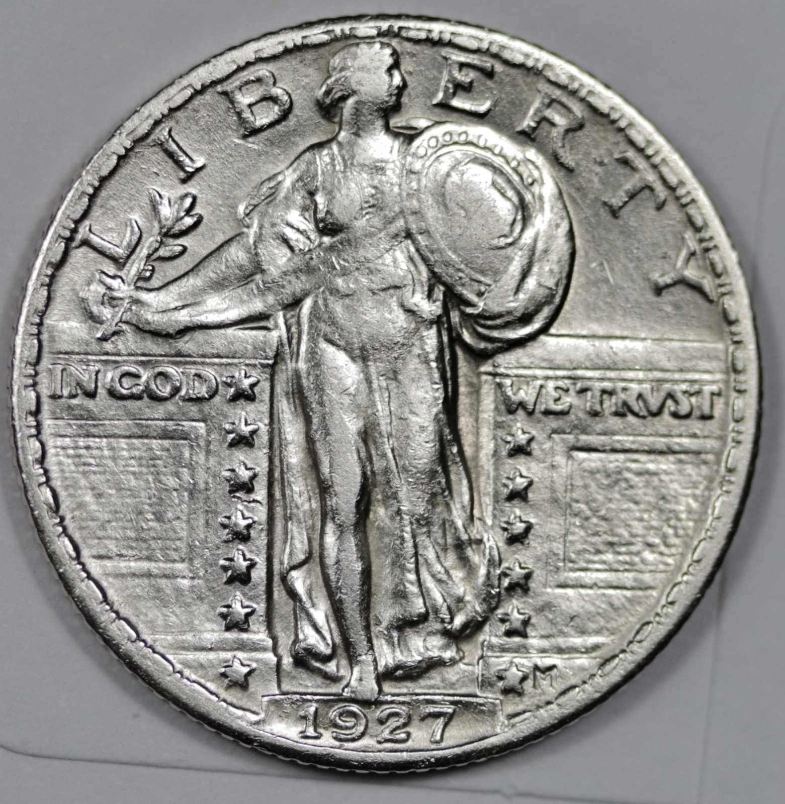 1927 Standing Liberty Quarter.  Half Head.  AU.  208059