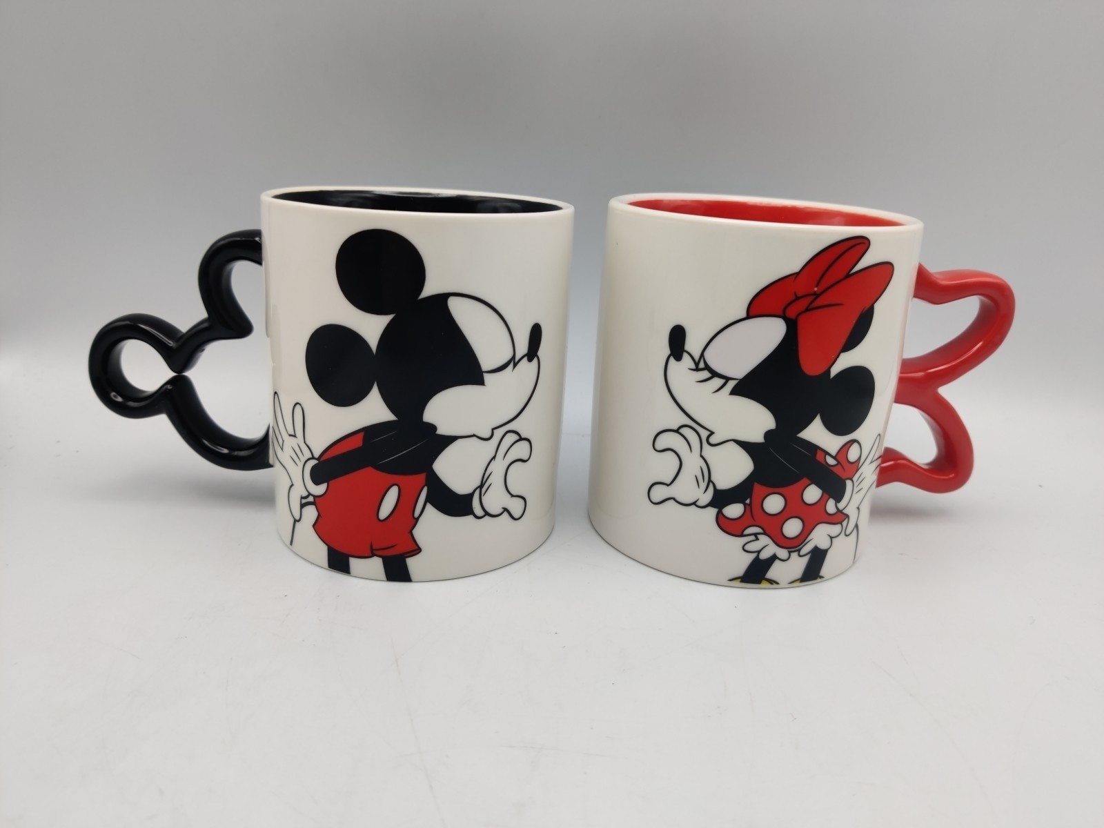 Disney Mickey & Minnie Mouse couples matching pair mug cup shaped handles S7007