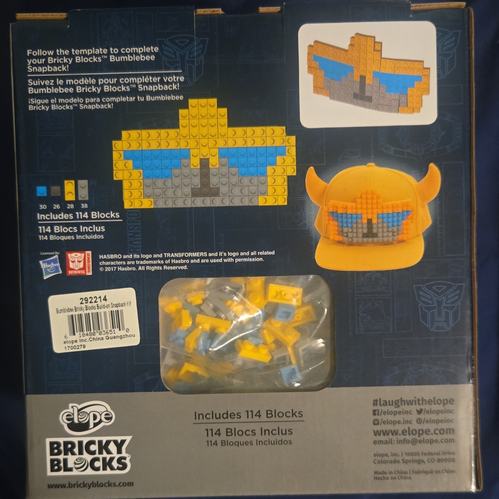elope Transformers Bumblebee Build-On Snapback Hat Kit Includes 114 Blocks