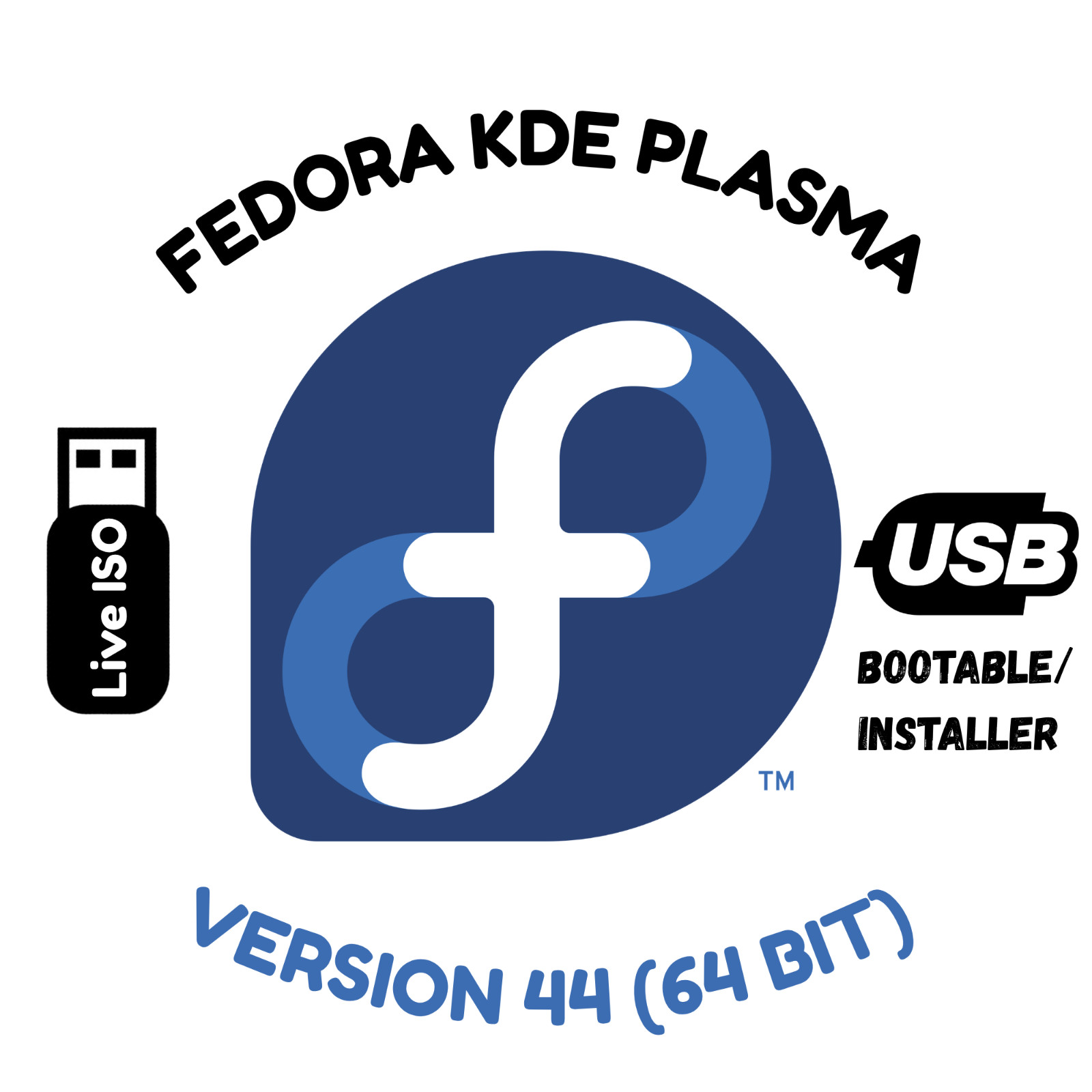 Fedora KDE Plasma (VERSION 44) Live ISO USB Bootable/Installer 64 Bit