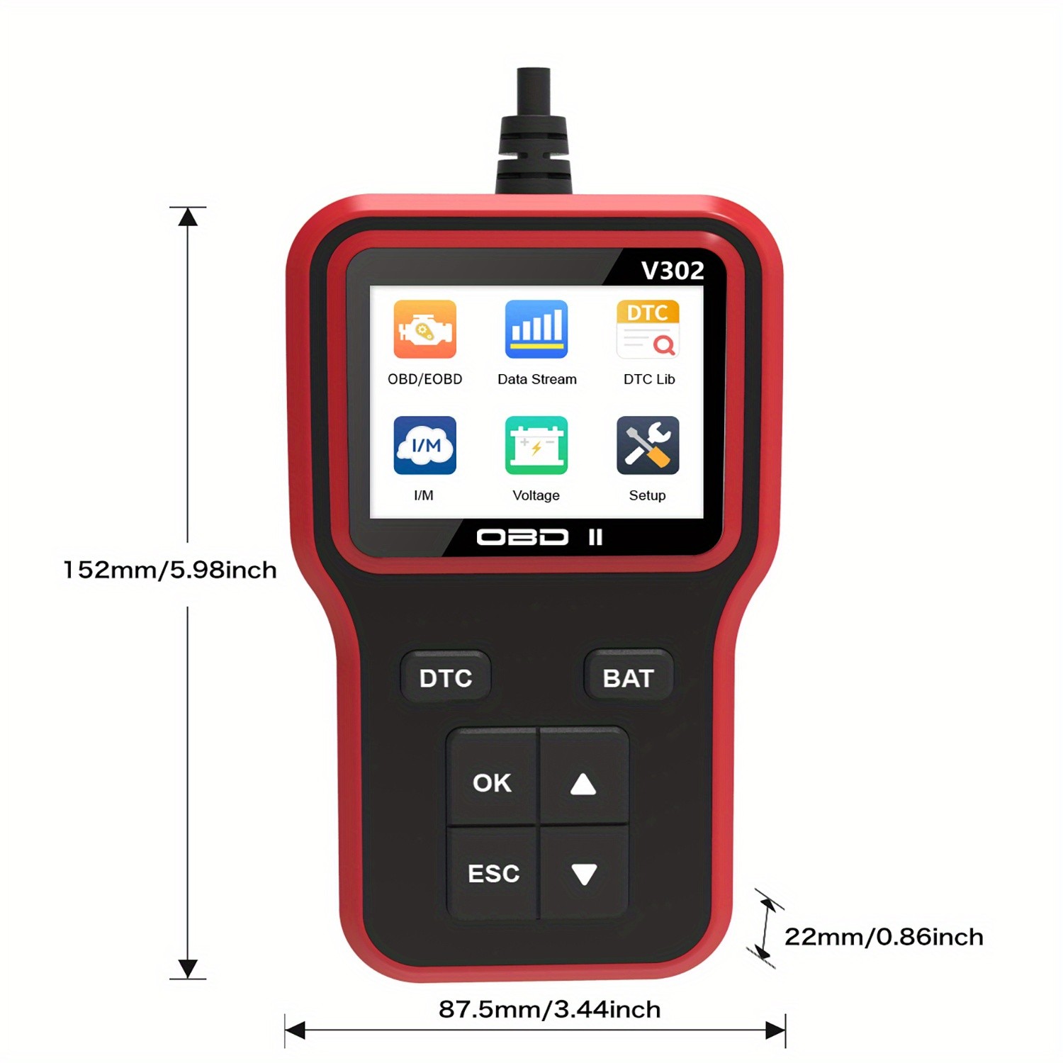 OBD2 Scanner Car Code Reader Battery Voltage Test O2 Sensor Live Data EVAP Test