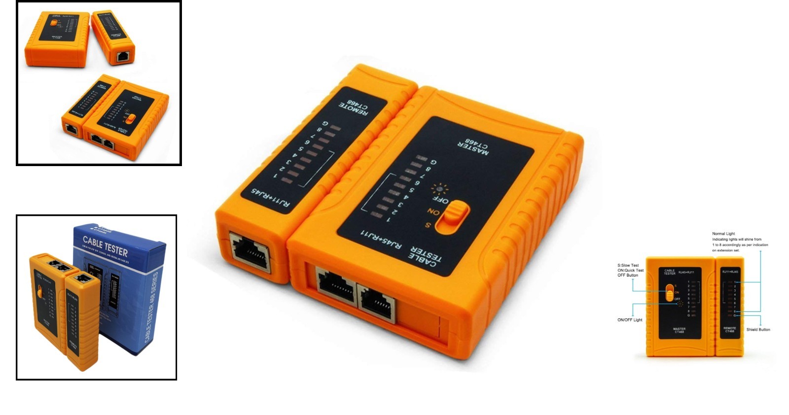 LED Display Network Cable Tester - Effortless Testing for RJ45 and RJ11 Cables