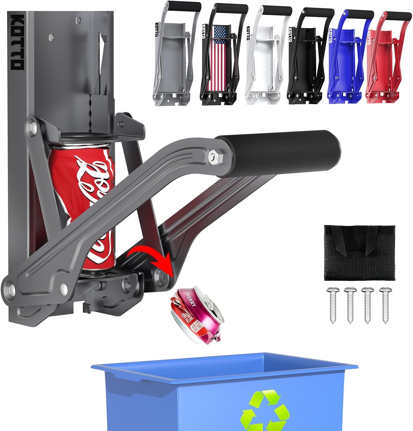 Kotto Can Crusher - Wall Mounted Can Crushers for Recycling - with