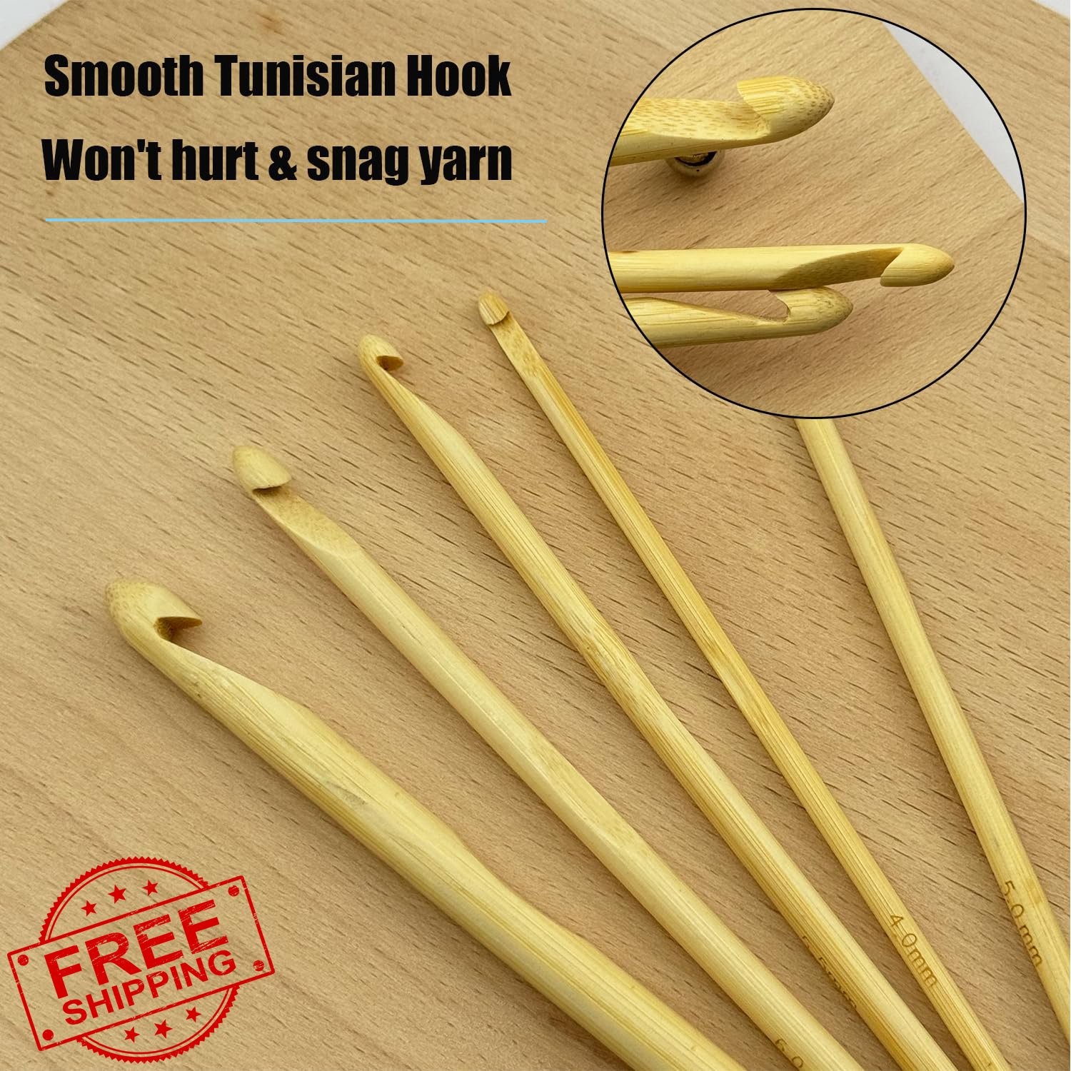 Weabetfu 4.5mm Bamboo Tunisian Crochet Hook 32-Inch with Steel Cable