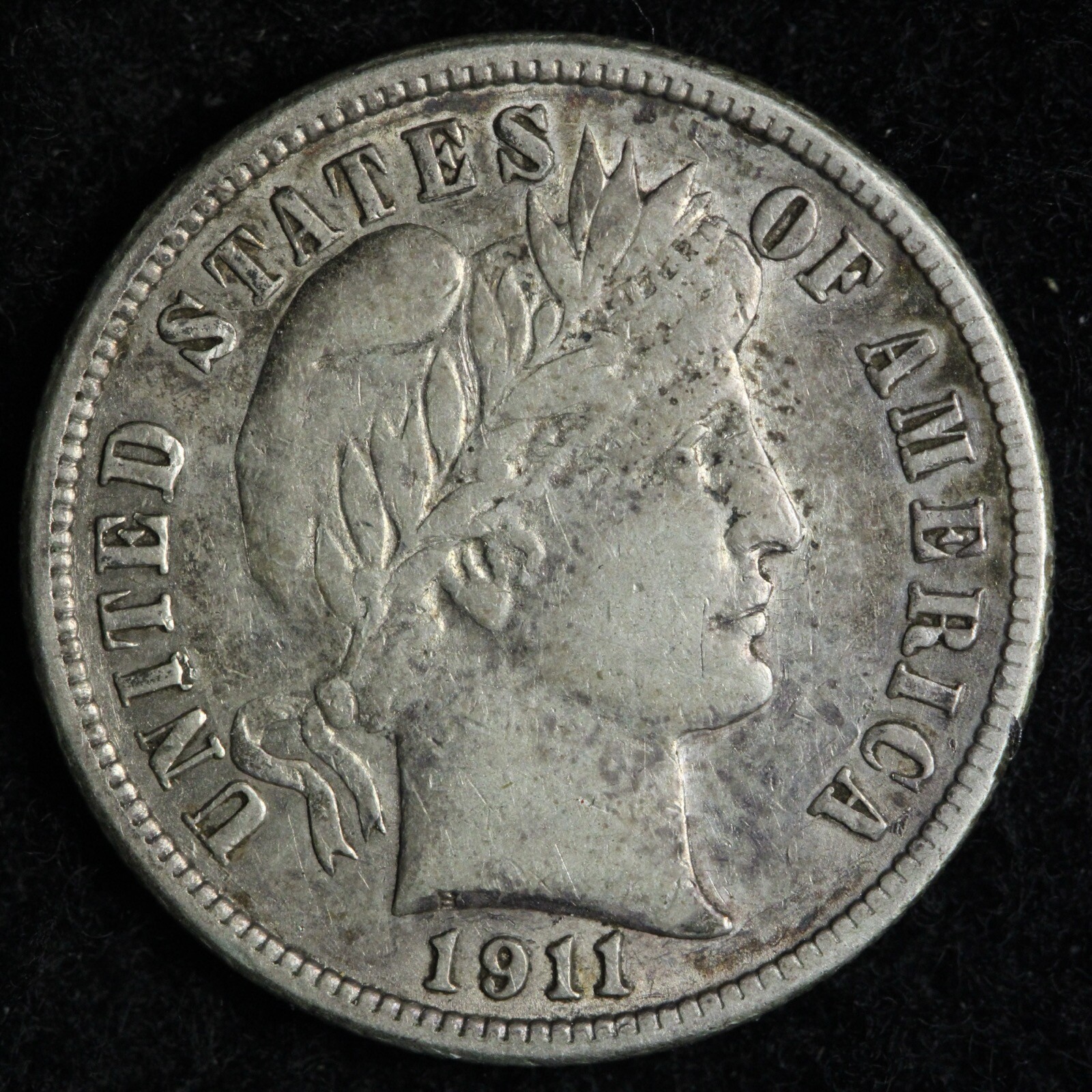 1911-S Barber Silver Dime AU E232 UTNA