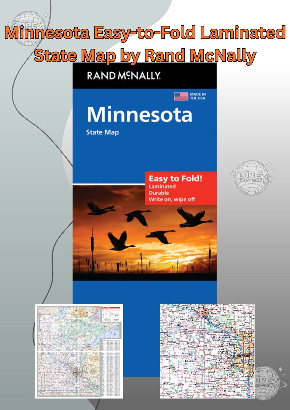 Minnesota Easy-to-Fold Laminated State Map by Rand McNally