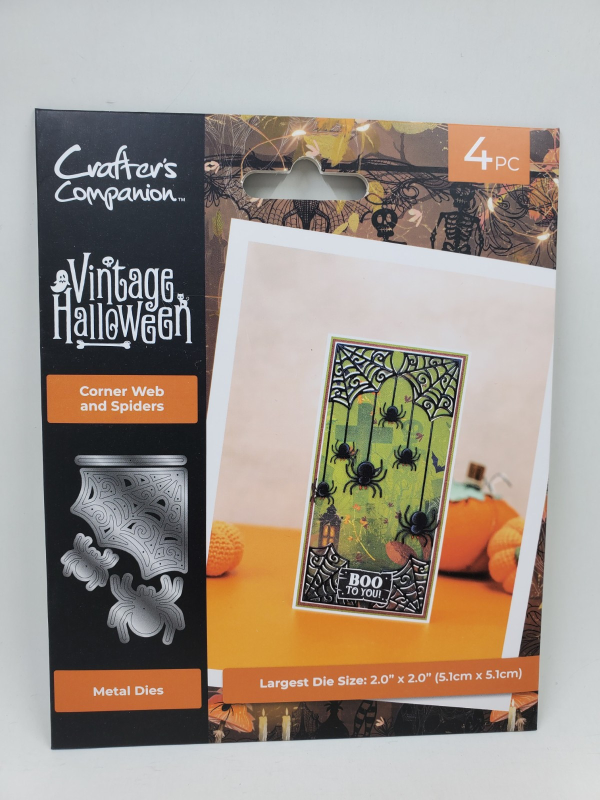 CCHA2 Crafters Companion Vintage Halloween Corner Web And Spiders Metal Dies New