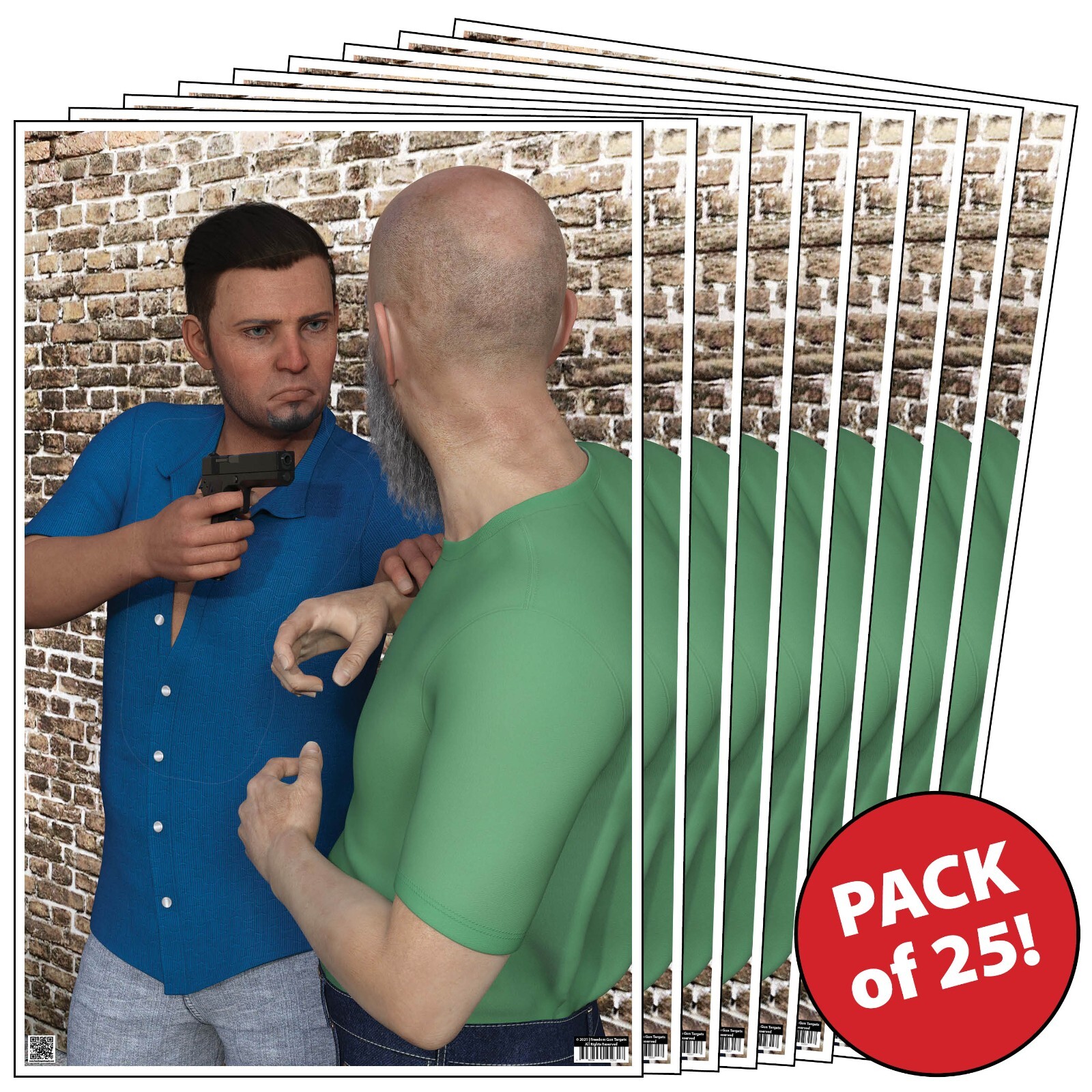 25 Paper Shooting Targets Range Gun Rifle Pistol 3D Hostage Threat Vitals 23x35
