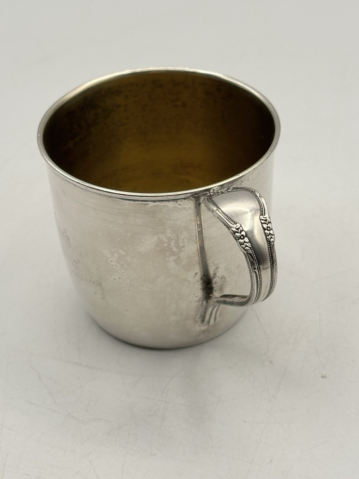 Silver Soldered Baby Cup Inscribed Kirk 12-30-53 Remembrance 1847 Rogers Bros