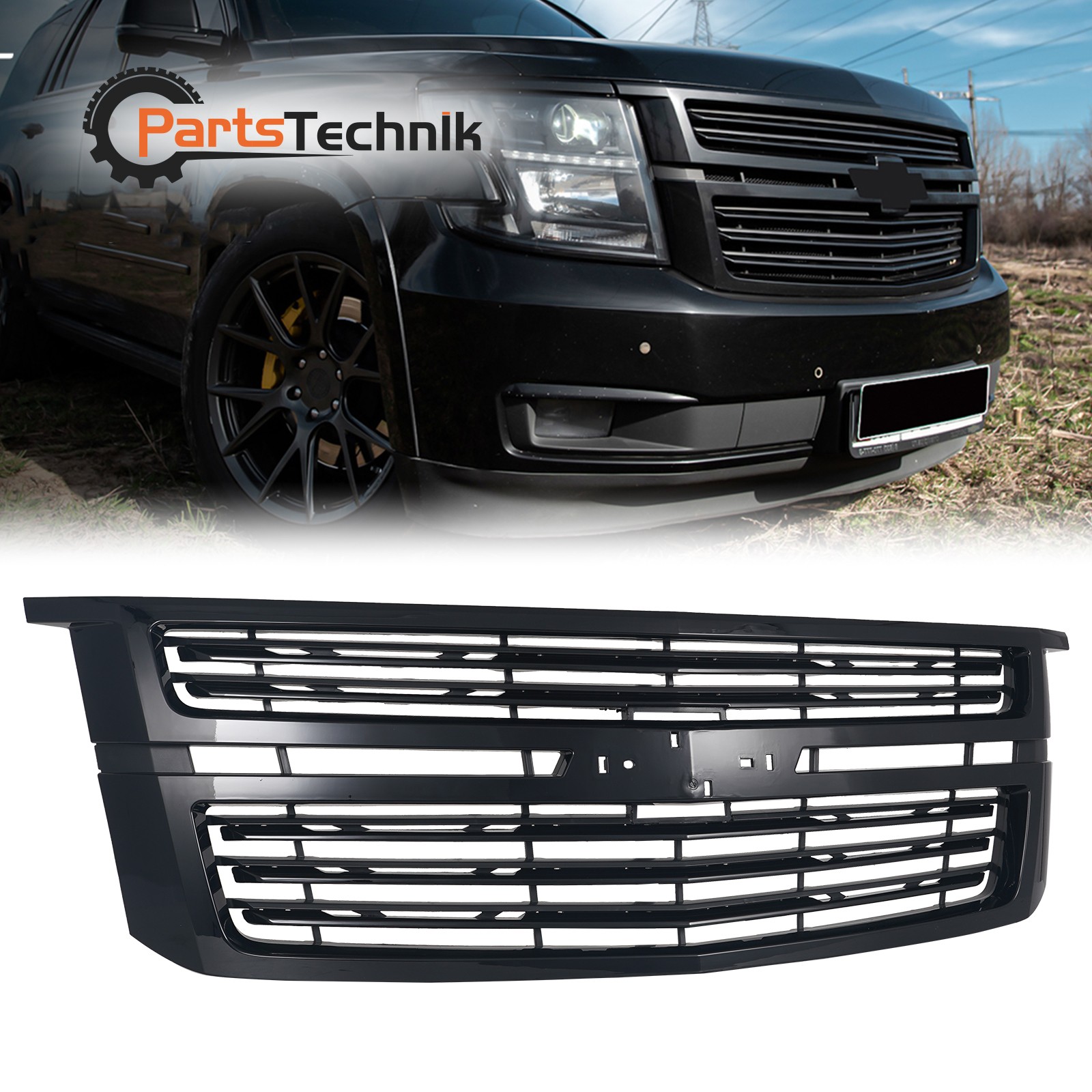 Front Upper Main Gloss Black Grille For 2015-2020 Chevrolet Chevy Tahoe 23320678
