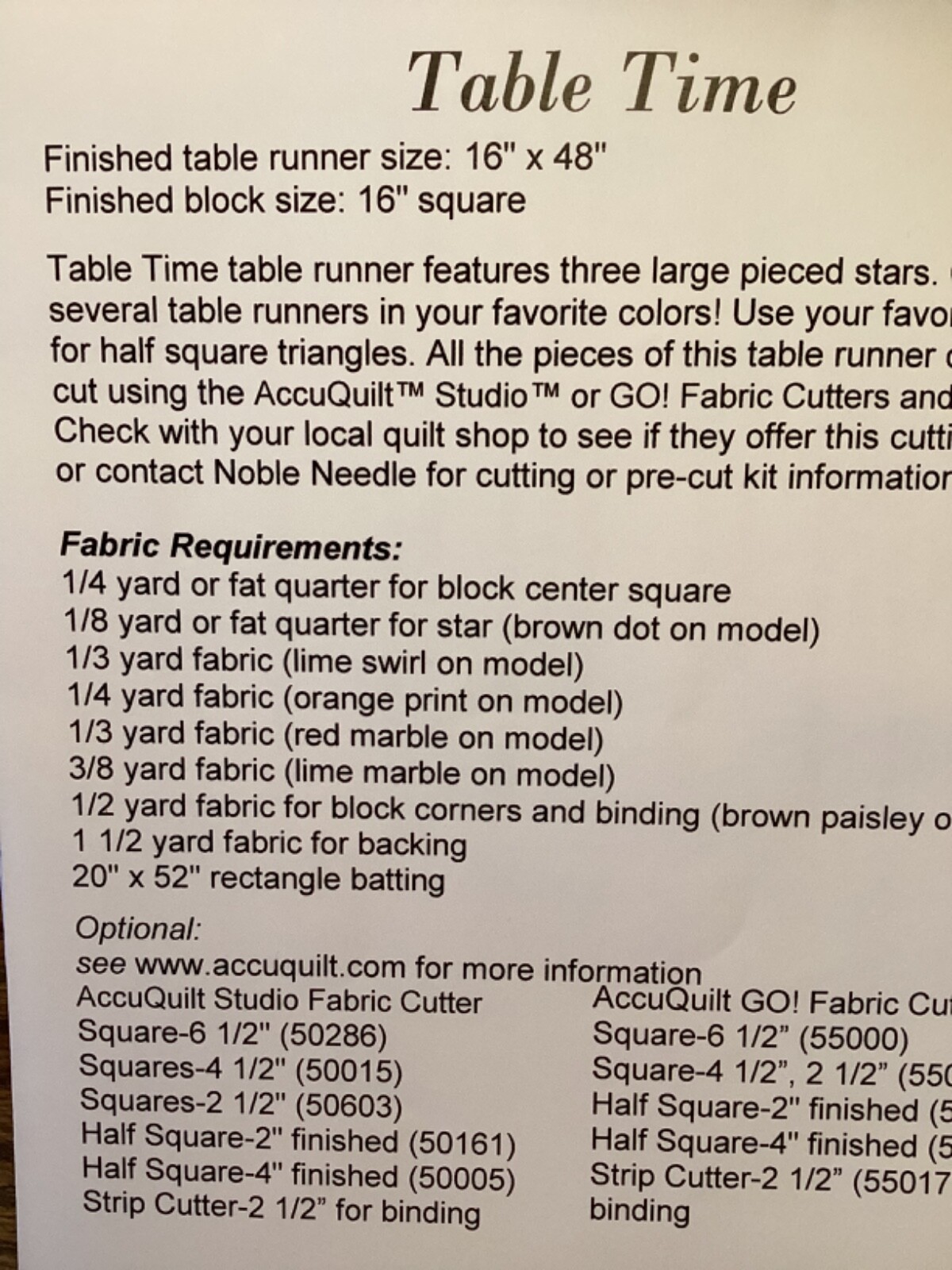 PATTERN Primitive Large Stars Quilt Table Runner NEW Nobel Needle Quilting